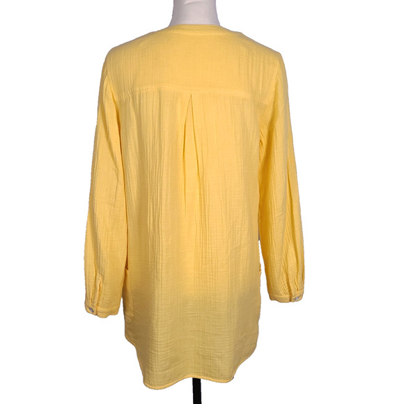 SOFT SURROUNDINGS Santorini Gauze Pullover Tunic Top Butter Yellow Small Cotton - Picture 2 of 10